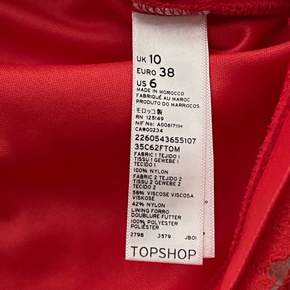 TOPSHOP Dress Red Lace Bodycon US 6 (Euro 38) - Picture 15 of 16